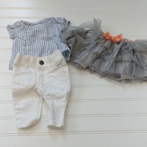 Newborn outfit and 3-6 no skirt